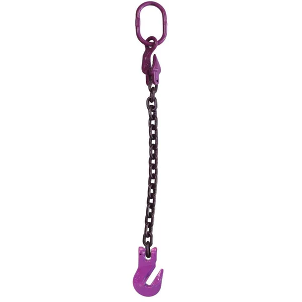 1/2" x 10' Adjustable Single Leg Chain Sling w/ Grab Hook - Grade 100