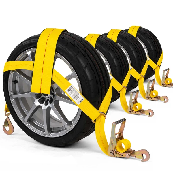 Adjustable Wheel Net with 4" Top Strap, Twisted Snap Hook and Ratchet w/ Snap Hook - 4 pack