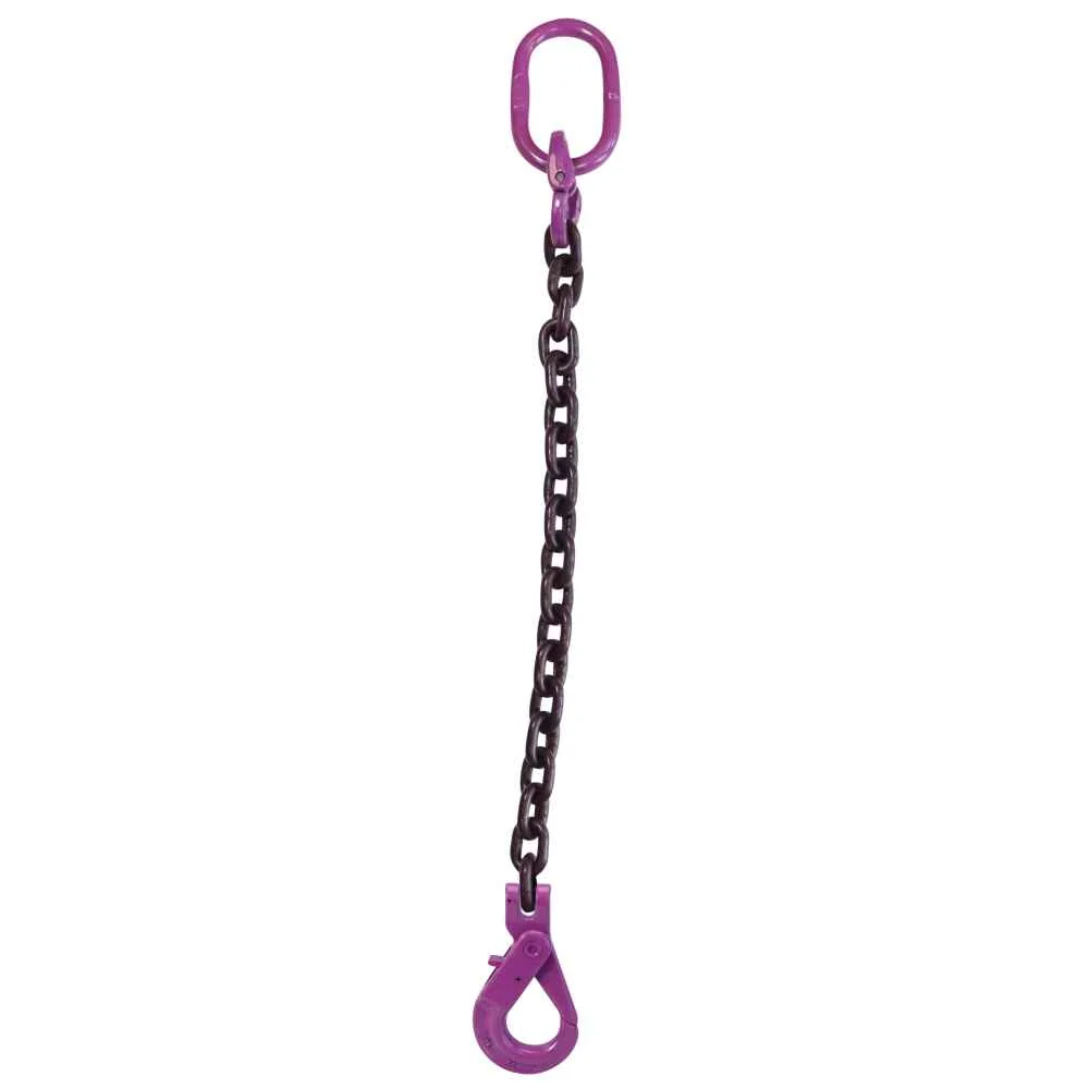3/8" x 5' Single Leg Chain Sling w/ Self-Locking Hook - Grade 100