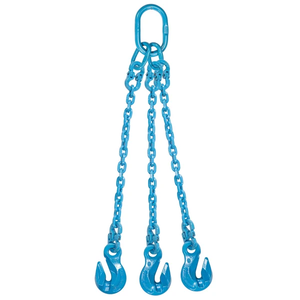 9/32" x 10' Pewag 3 Leg Chain Sling w/ Grab Hooks - Grade 120