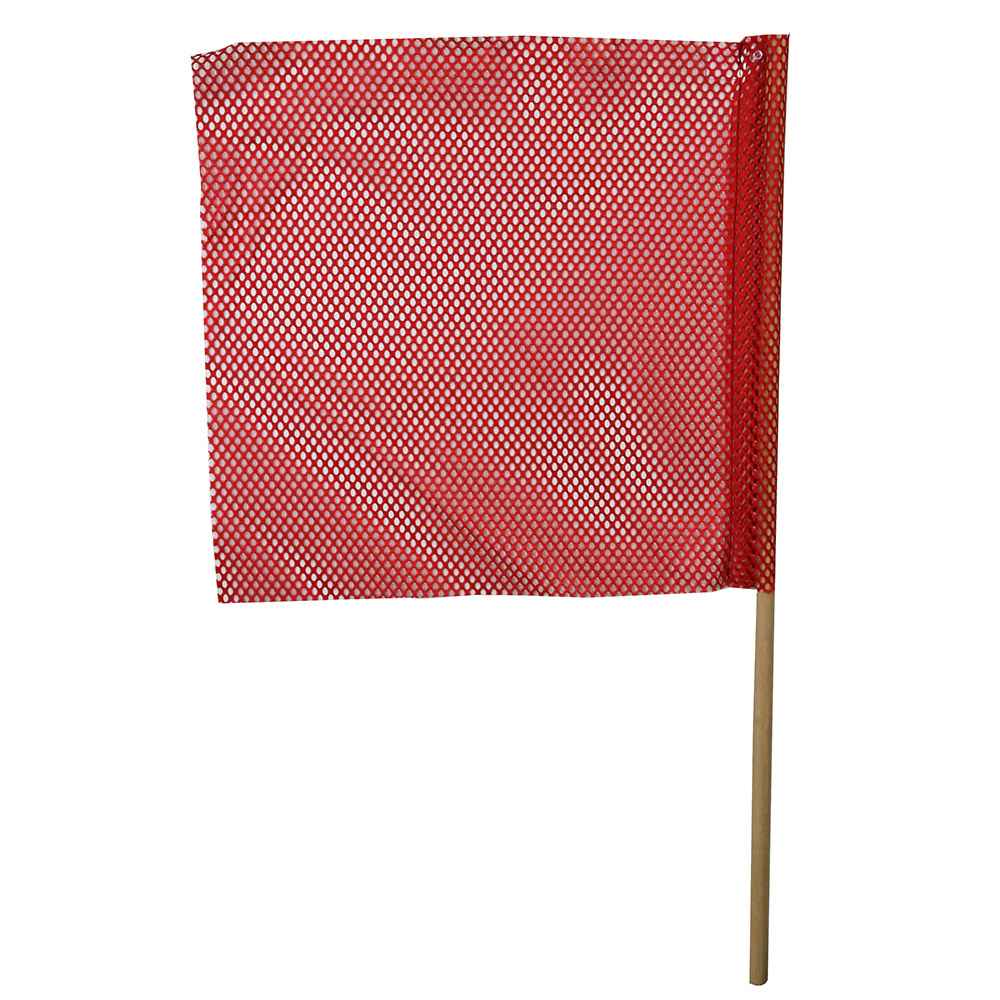 Red Jersey Mesh Safety Flag w/ 32" Dowel: 18" x 18"- DOT Compliant