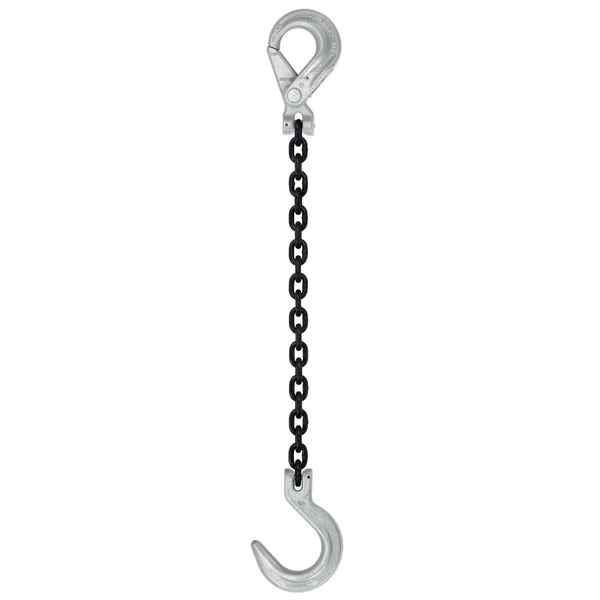 5/8" x 5' Domestic Single Leg Chain Sling with Crosby Self-Locking + Foundry Hooks - Grade 100