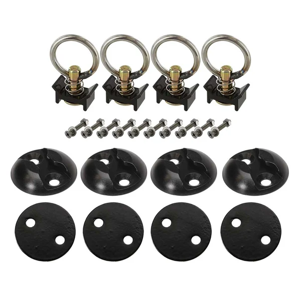 Single Stud Round L-Track Anchor Point Tie Down Kit | Black