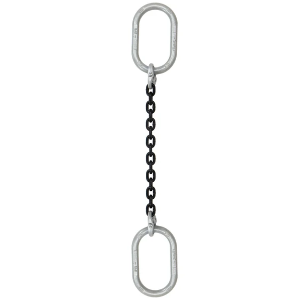 9/32" x 3' Domestic Single Leg Chain Sling with Crosby Oblong Master Links - Grade 100