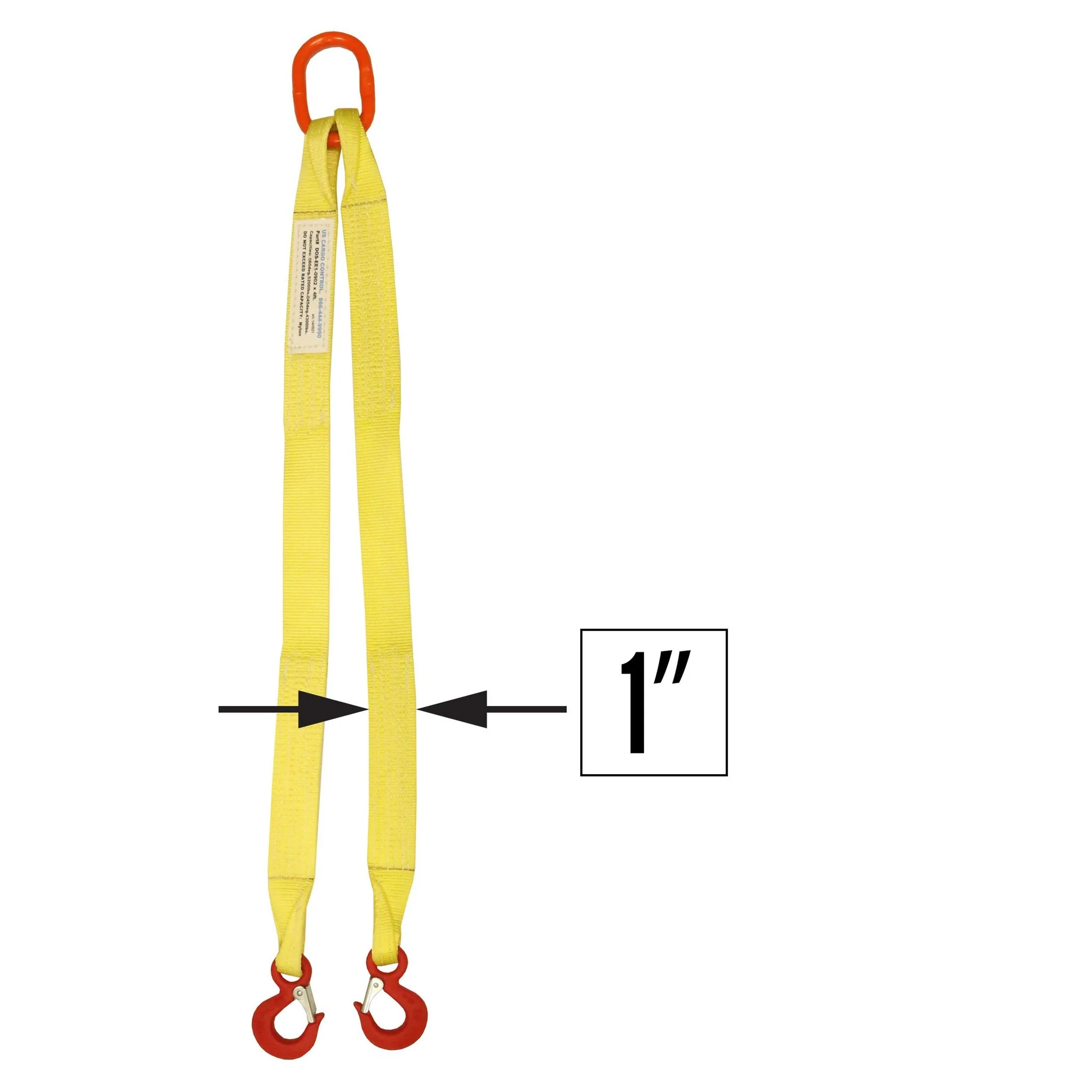 1"x12' (1 ply) Double Leg Nylon Sling w/ Master Link & Sling Hook