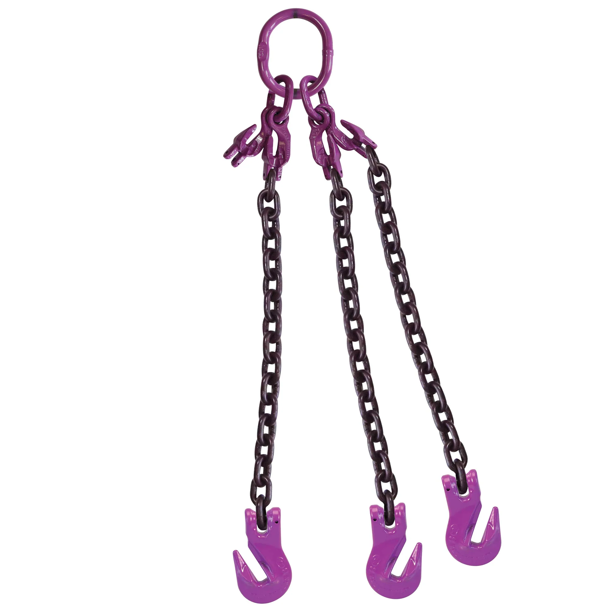 3/8" x 20' Adjustable 3 Leg Chain Sling w/ Grab Hooks - Grade 100