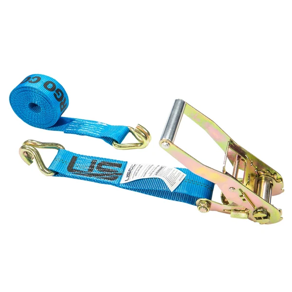 2" x 27' Ratchet Strap with Wire / Double J Hooks | Blue