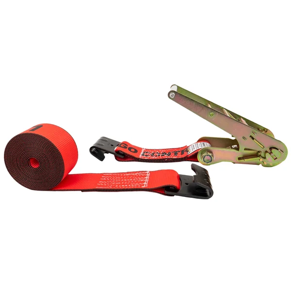 3" x 30' Ratchet Strap with Flat Hooks | Red