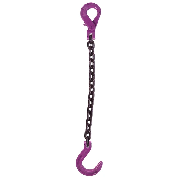 1/2" x 10' Single Leg Chain Sling w/ Self-Locking + Foundry Hooks - Grade 100