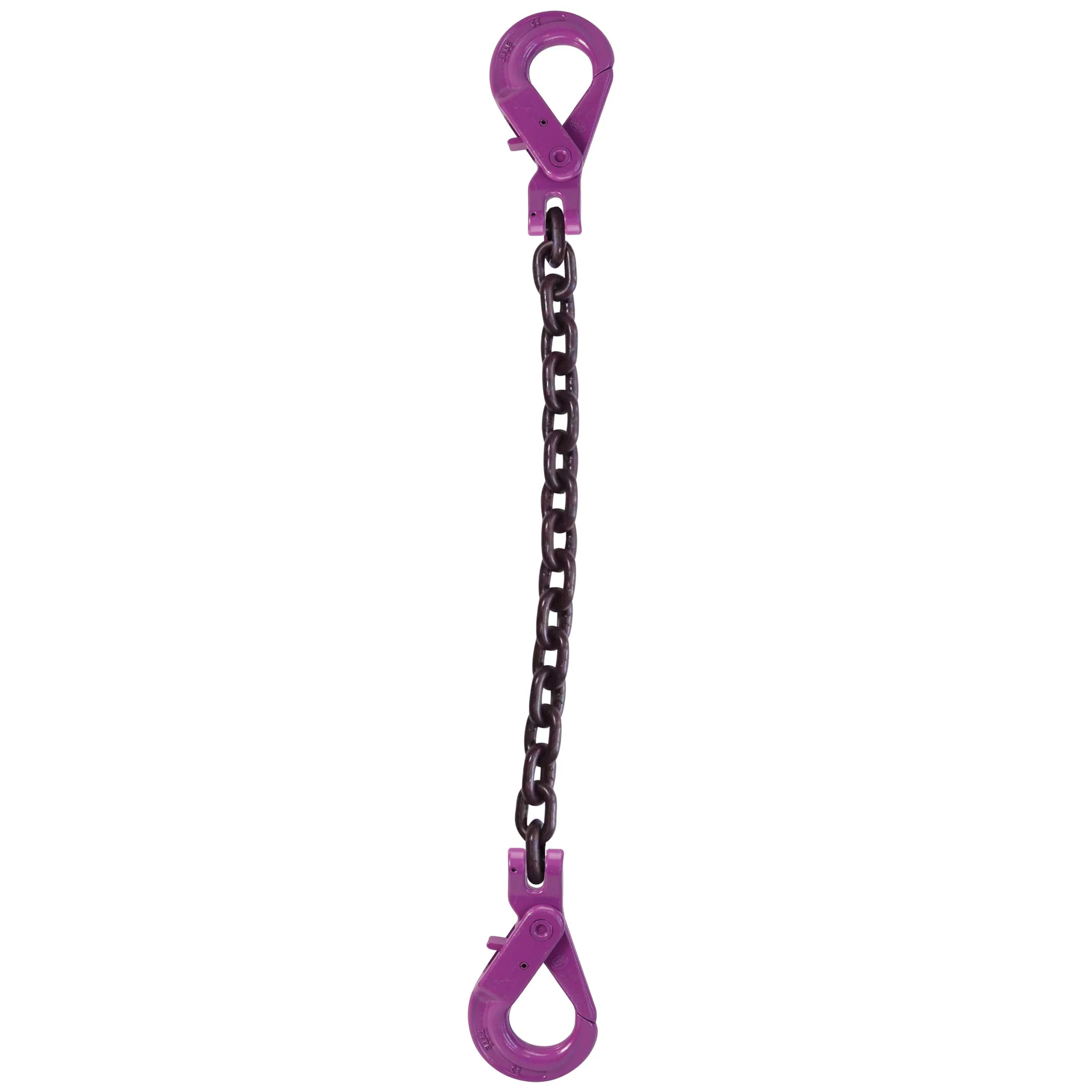 3/8" x 16' Single Leg Chain Sling w/ Self-Locking & Self-Locking Hooks - Grade 100