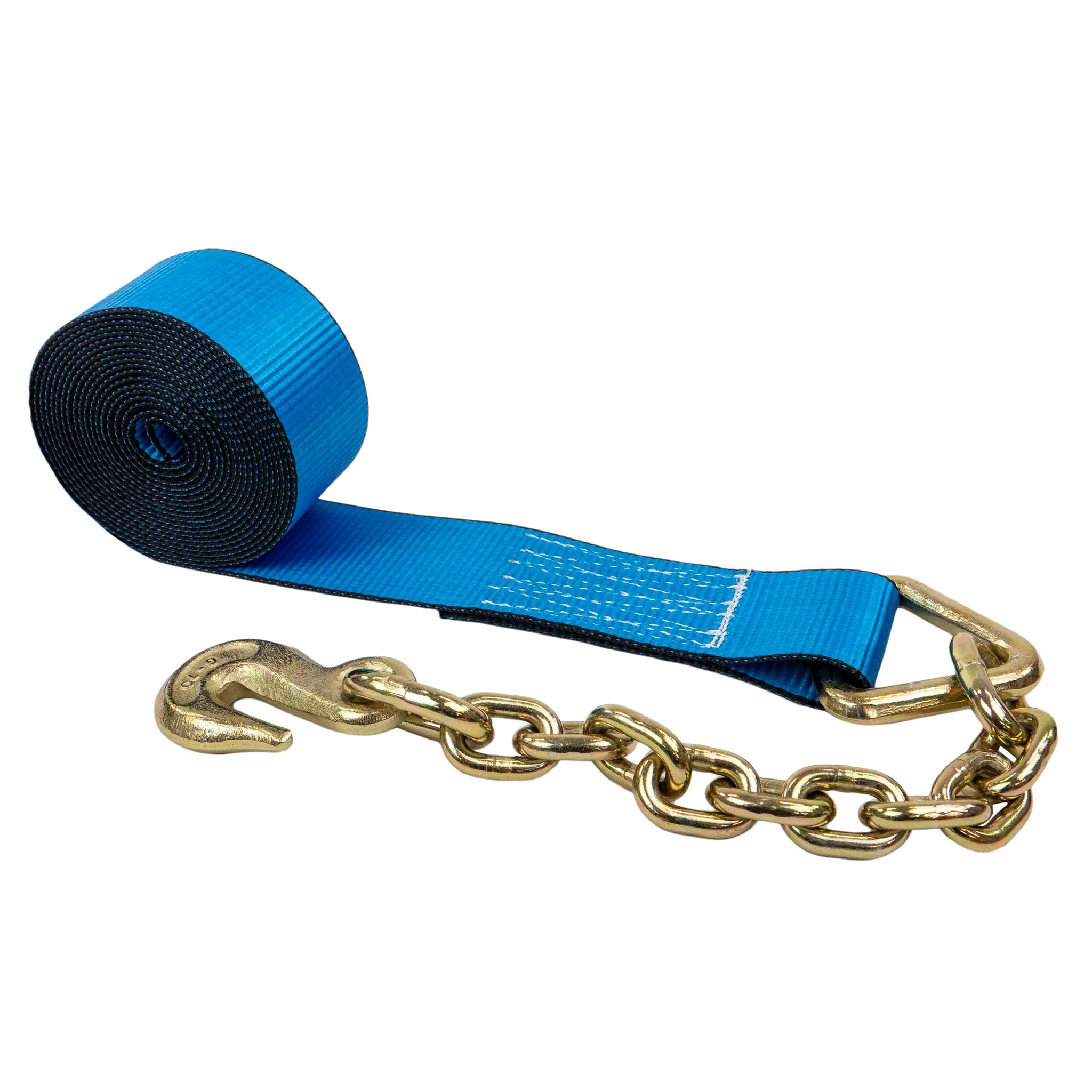 3" X 50' Winch Strap with Chain Extension | Blue