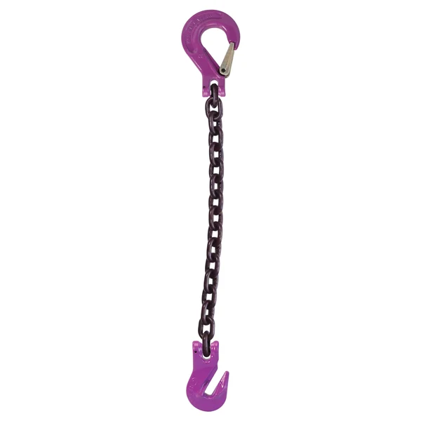 9/32" x 14' Single Leg Chain Sling w/ Grab & Sling Hooks - Grade 100
