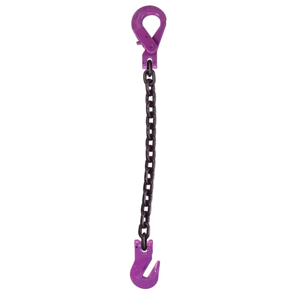 1/2" x 4' Single Leg Chain Sling w/ Grab & Self-Locking Hooks - Grade 100