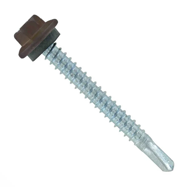 ST Fastening #12 x 2" Self-Drilling Maxx Steelbinder Metal Roofing Screw, Hex-Washer Head - Koko Brown, Qty. 250