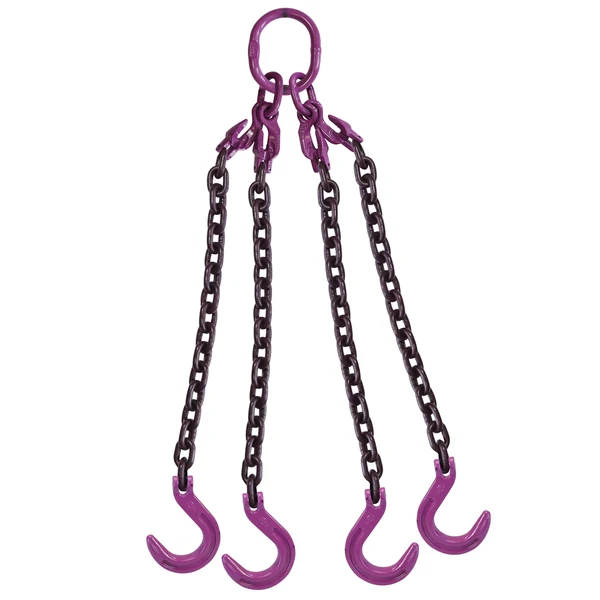 1/2" x 10' Adjustable 4 Leg Chain Sling w/ Foundry Hooks - Grade 100