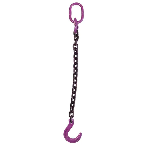 5/16" x 16' Single Leg Chain Sling w/ Foundry Hook - Grade 100