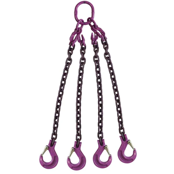 1/2" x 20' Adjustable 4 Leg Chain Sling w/ Sling Hooks - Grade 100