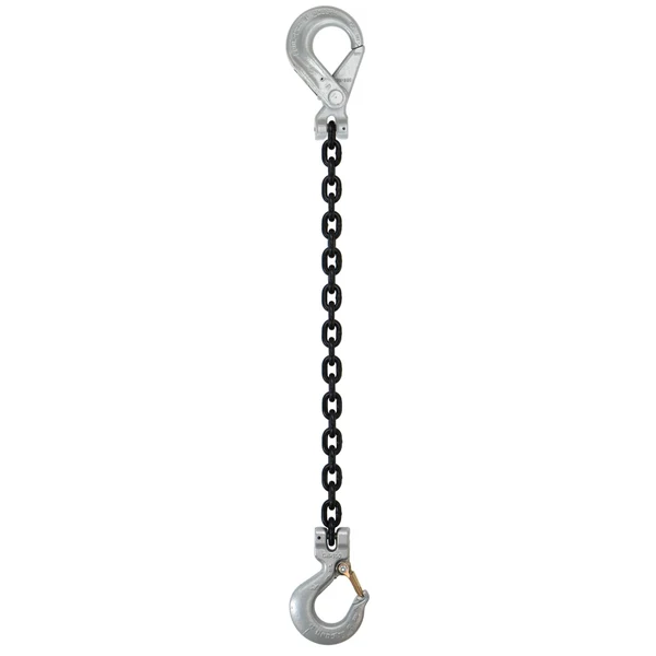 3/8" x 3' Domestic Single Leg Chain Sling with Crosby Sling & Self-Locking Hooks - Grade 100