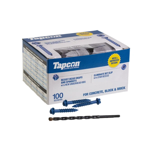 Tapcon 1/4" x 1-1/4" Blue Concrete Screw, Hex Head - Climaseal | Qty. 100