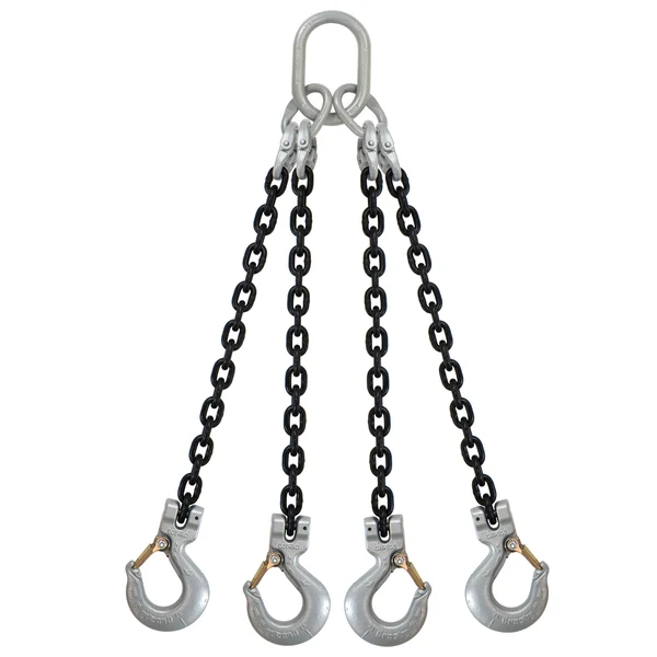 5/16" x 8' Domestic 4 Leg Chain Sling with Crosby Sling Hooks - Grade 100