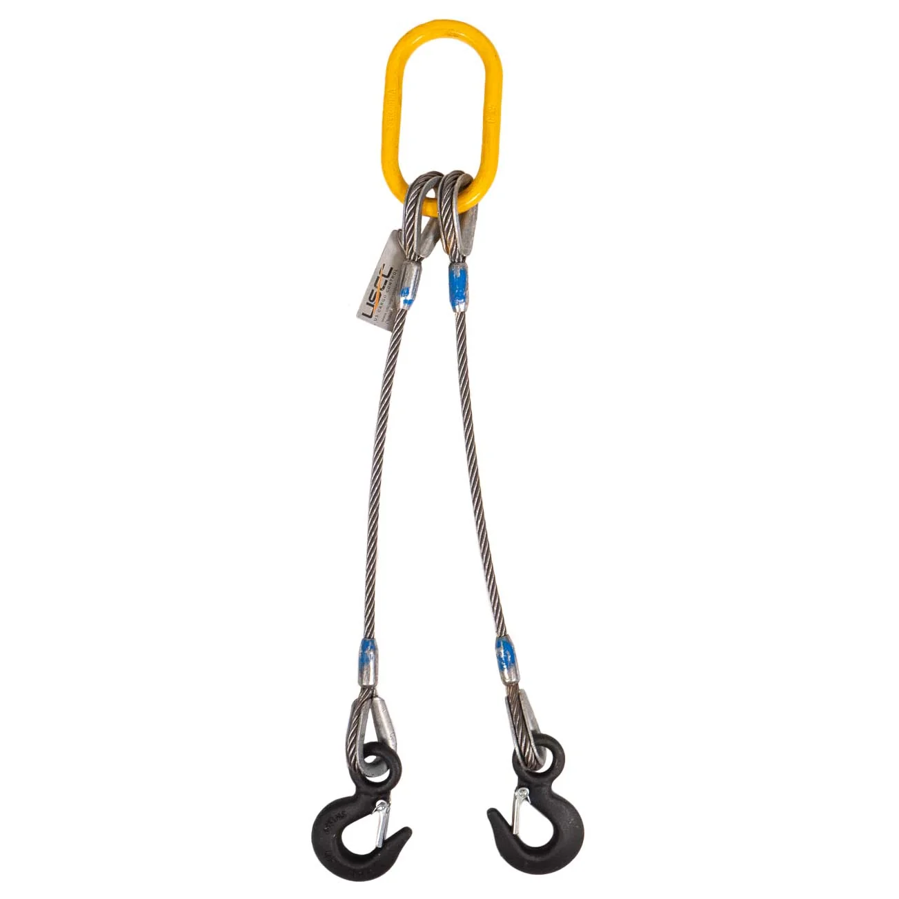 3/8" x 14' 2-Leg Wire Rope Bridle Sling with Eye Hooks