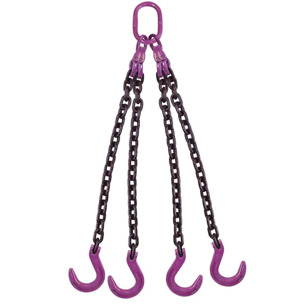 3/8" x 16' 4 Leg Chain Sling w/ Foundry Hooks - Grade 100