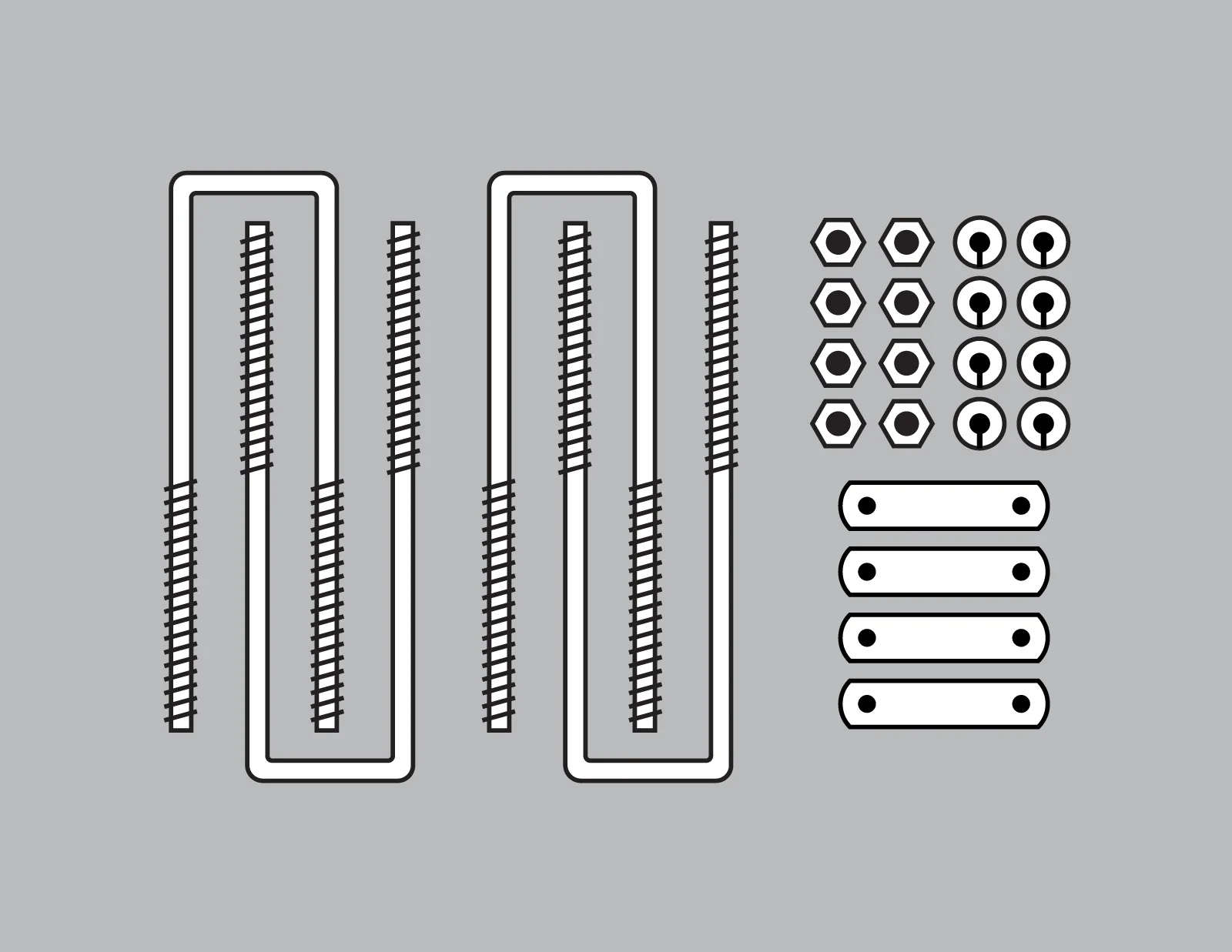 Sturdy-Lite U-Bolt Straight Frame Cab Rack Mounting Kit - 19" Bolts