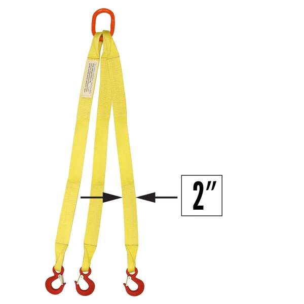 2"x4' (1 ply) Triple Leg Nylon Sling w/ Master Link & Sling Hook