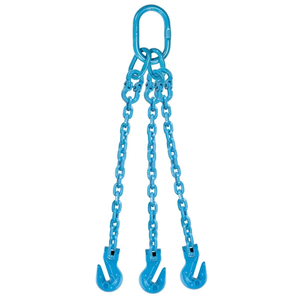 3/8" x 6' Pewag 3 Leg Chain Sling w/ Grab Hooks - Grade 120