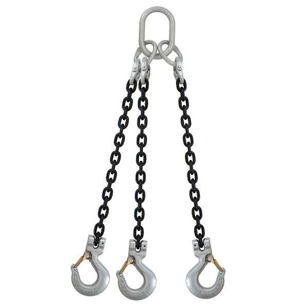 5/16" x 18' Domestic 3 Leg Chain Sling with Crosby Sling Hooks - Grade 100