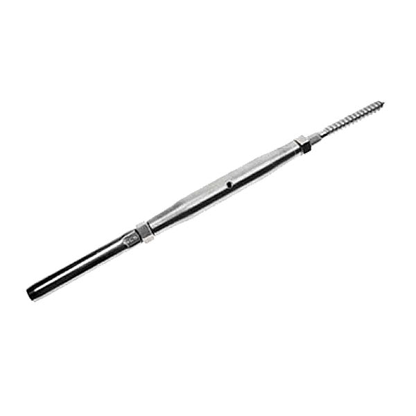 3/8" x 5" Lag Screw & Swage Stud Stainless Steel Turnbuckle | 1/4" Cable