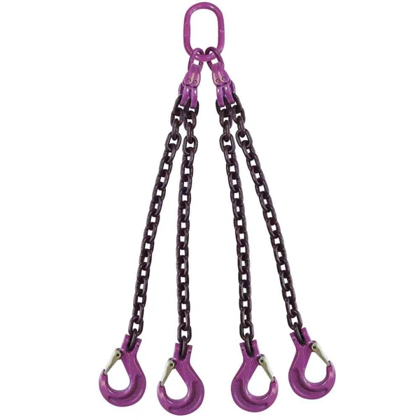 5/16" x 16' 4 Leg Chain Sling w/ Sling Hooks - Grade 100