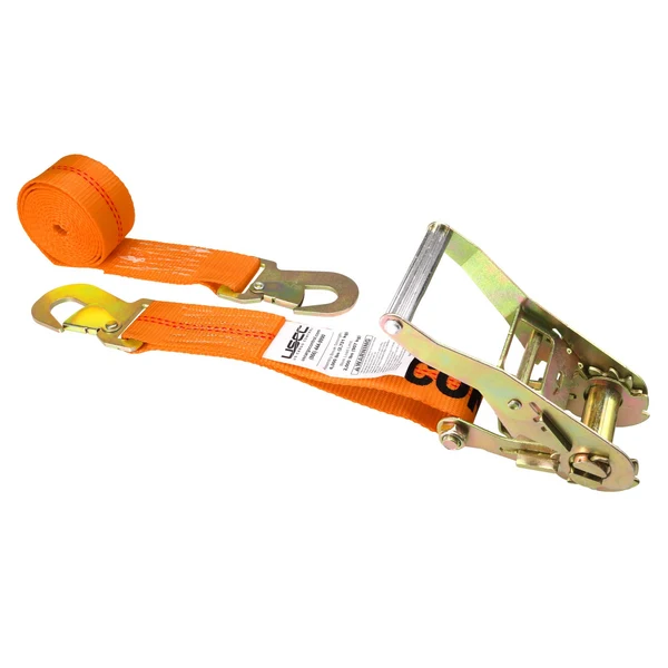 2" x 30' Ratchet Strap with Flat Snap Hooks | Orange