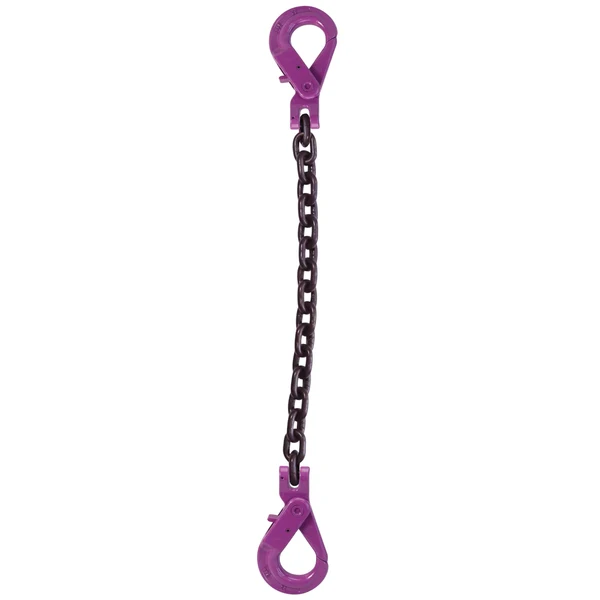 5/8" x 3' Single Leg Chain Sling w/ Self-Locking & Self-Locking Hooks - Grade 100