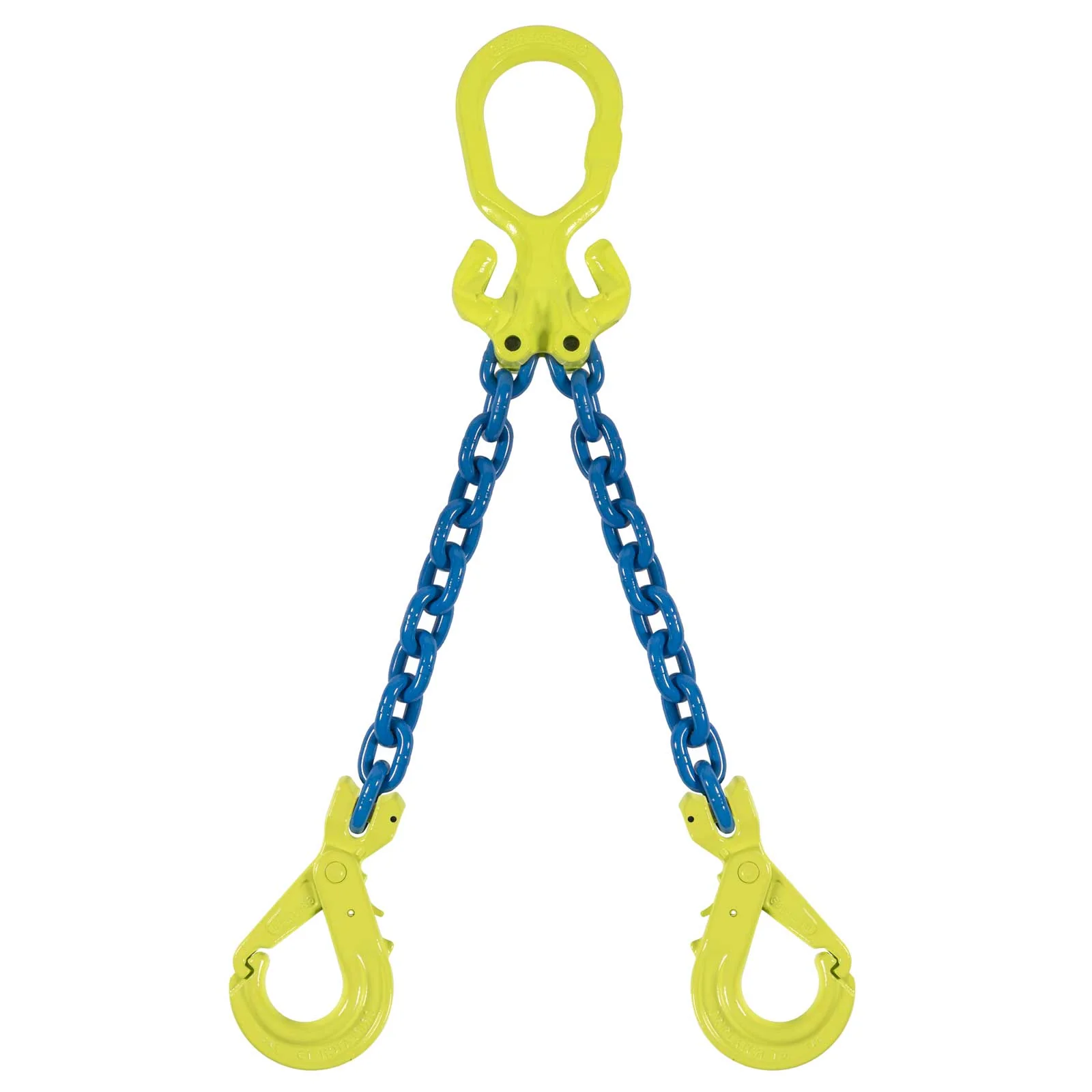 5/8" x 10' Adjustable 2 Leg Chain Sling w/ Gunnebo Chain and Self-Locking Hooks - Grade 100