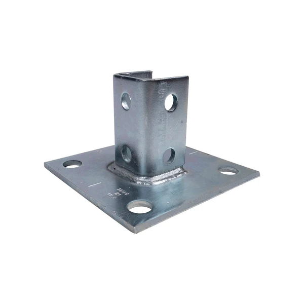 Square Single Channel 2-Hole Post Base - 304 Stainless Steel