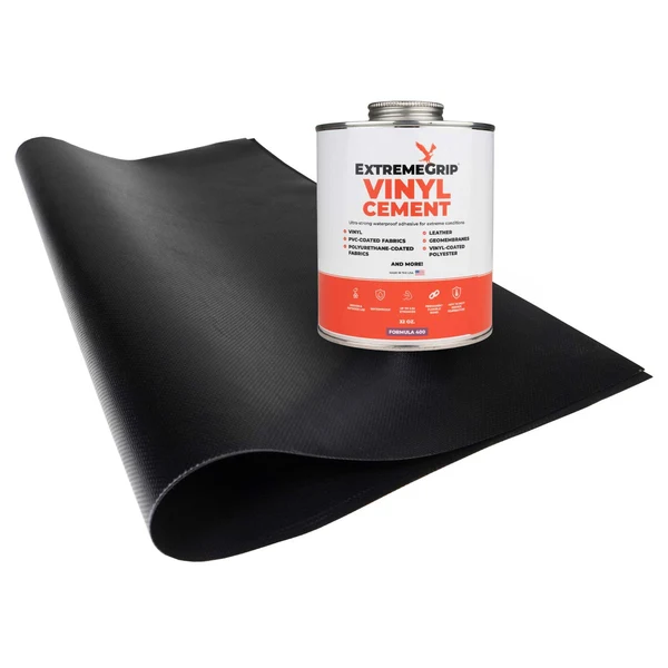 Pro Tarp Repair Kit: Four 2'x2' Black Tarp Patches and 32 oz. Vinyl Cement