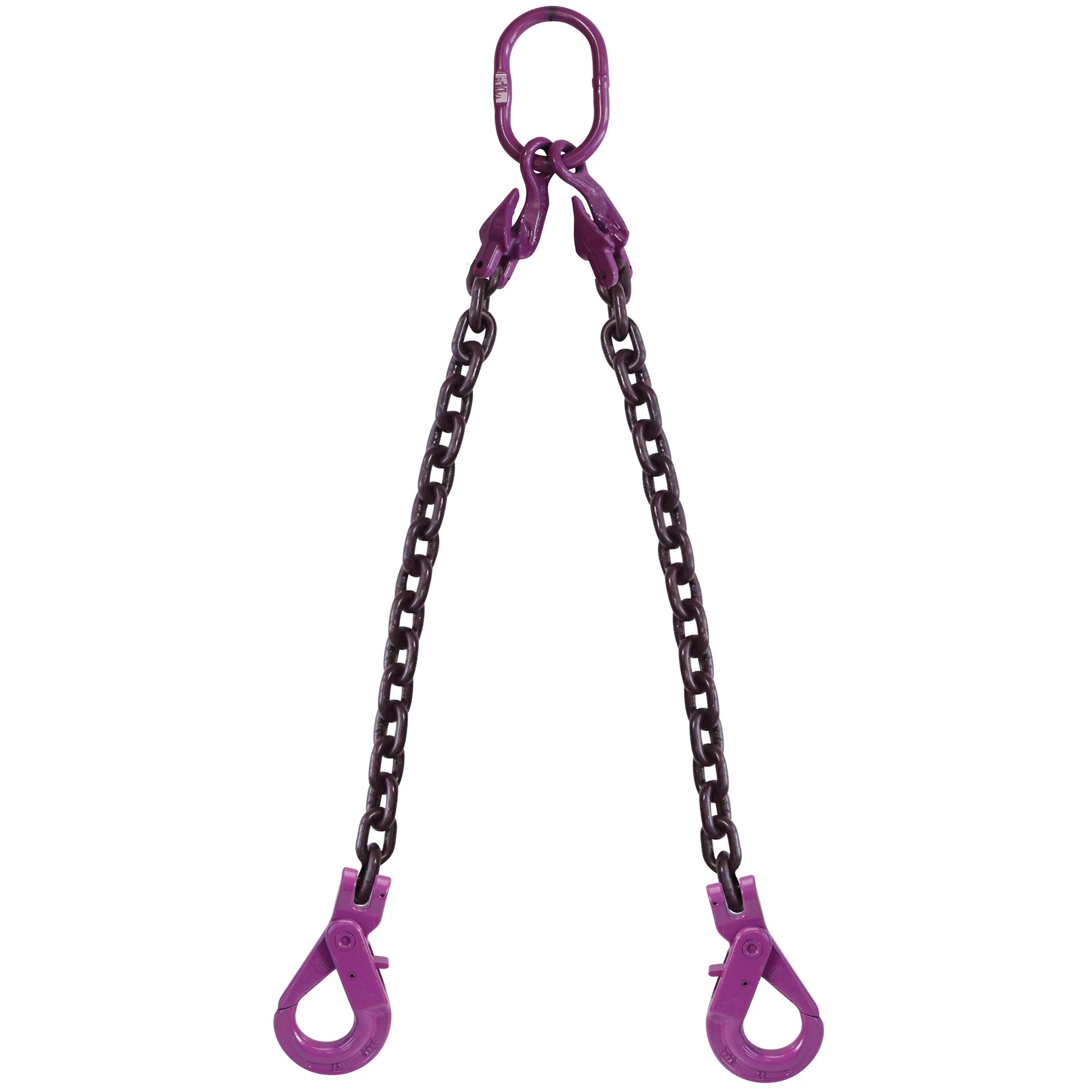 1/2" x 5' Adjustable 2 Leg Chain Sling w/ Self-Locking Hooks - Grade 100