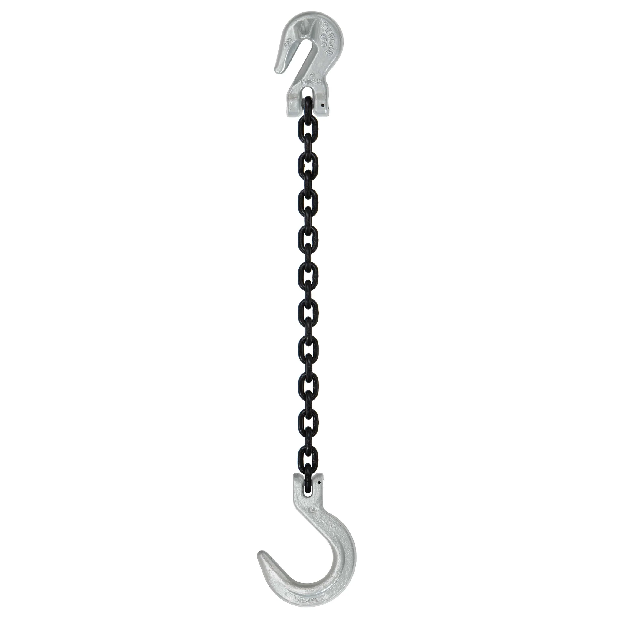 3/8" x 10' Domestic Single Leg Chain Sling with Crosby Grab & Foundry Hooks - Grade 100