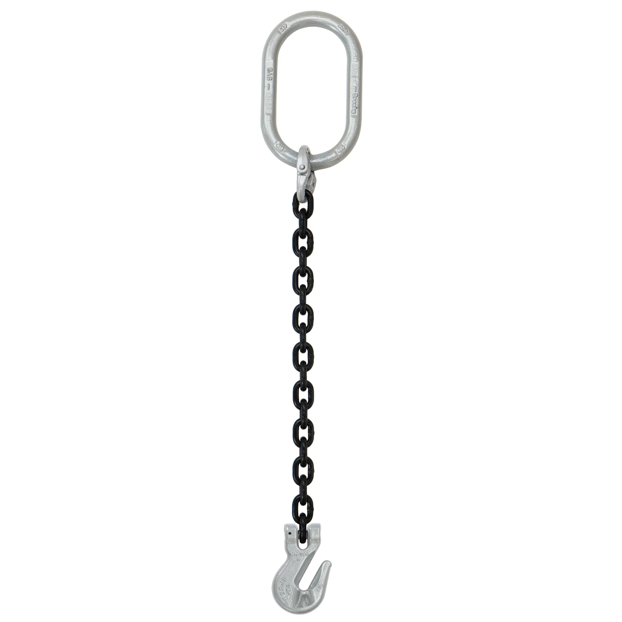 9/32" x 3' Domestic Single Leg Chain Sling with Crosby Grab Hook - Grade 100