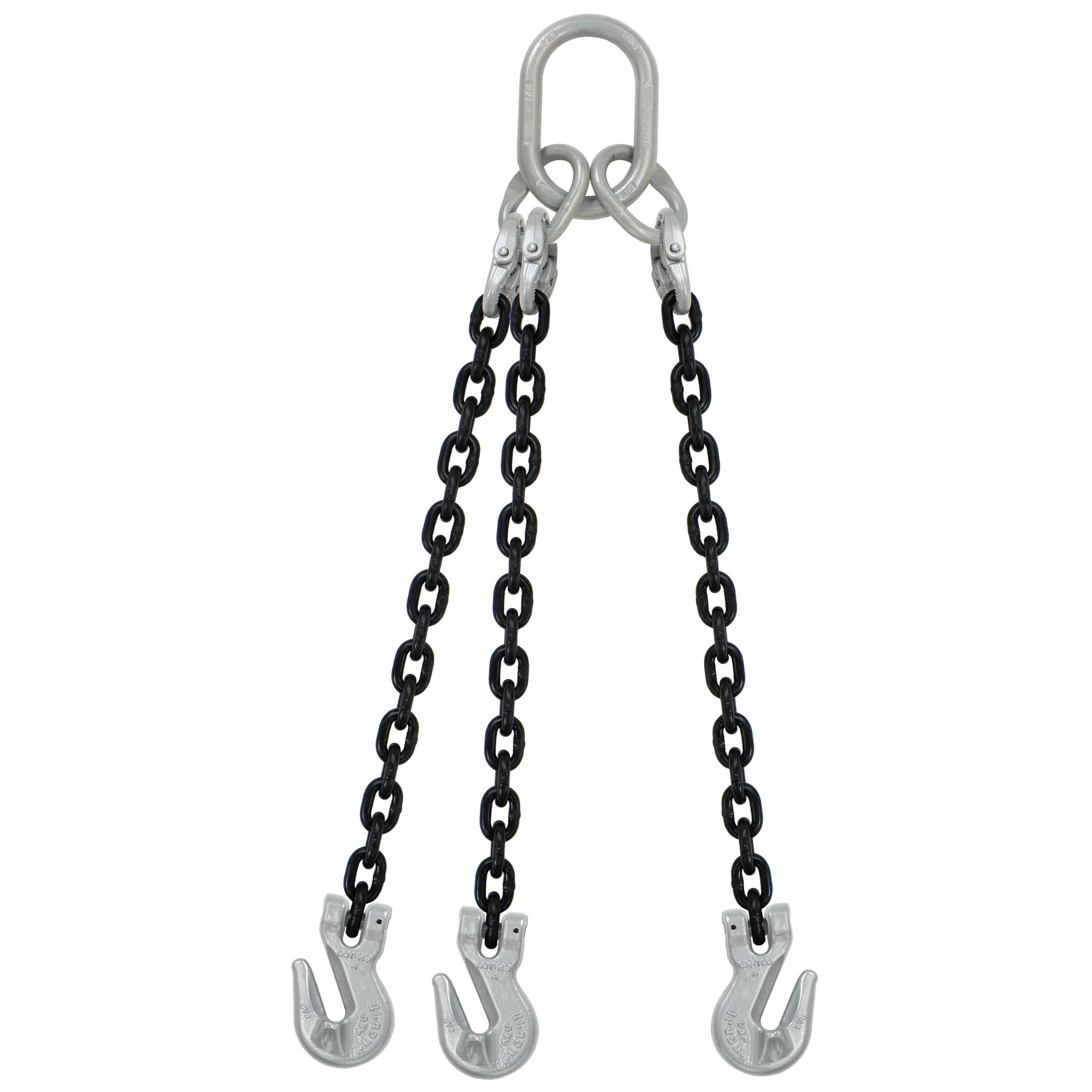 3/4" x 6' Domestic 3 Leg Chain Sling with Crosby Grab Hooks - Grade 100