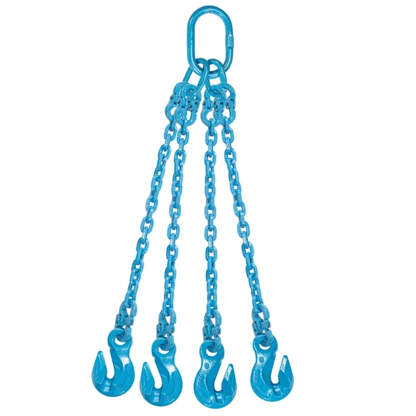 9/32" x 4' Pewag 4 Leg Chain Sling w/ Grab Hooks - Grade 120