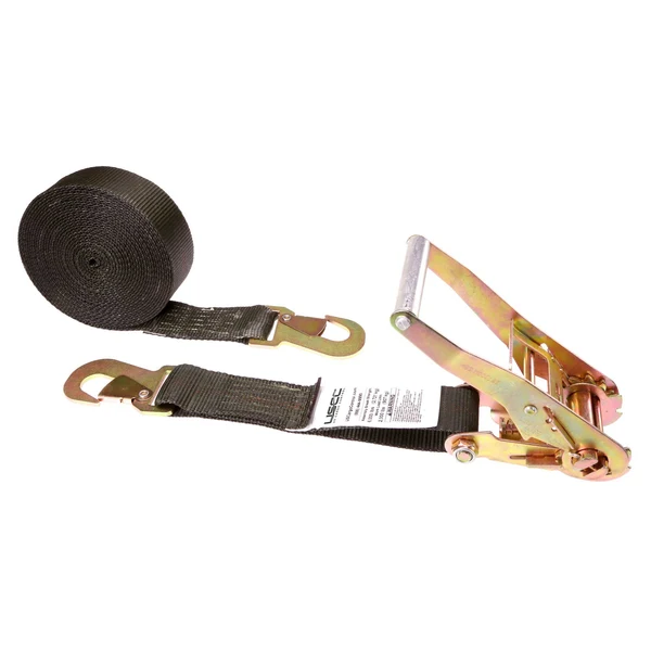2" x 8' Car Tie Down Ratchet Strap with Flat Snap Hooks | Black