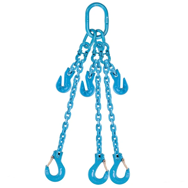 9/32" x 10' Pewag Adjustable 3 Leg Chain Sling w/ Sling Hooks - Grade 120