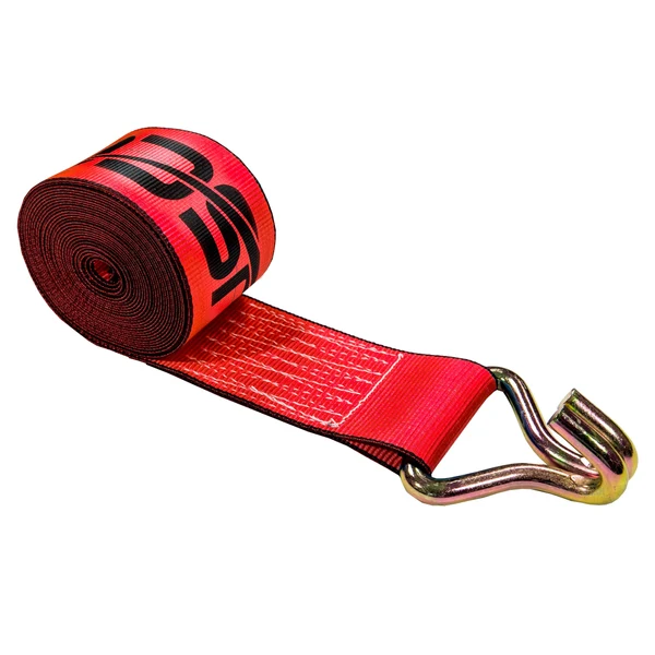 4" x 30' Winch Strap with Wire Hook | Red
