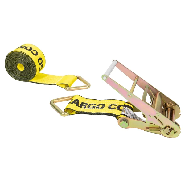 4" x 30' Ratchet Strap with D Rings | Yellow