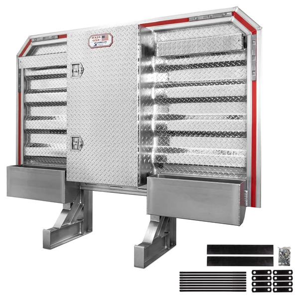 68" x 80" 1-Door Semi Headache Rack | 2 Half-Trays & 2 Chain Hangers | Straight Frame Mounting Kit