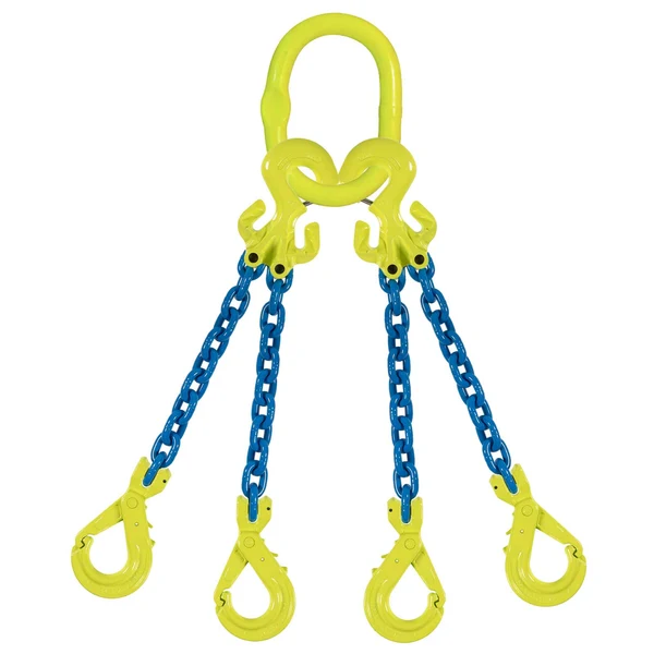 3/8" x 15' Adjustable 4 Leg Chain Sling w/ Gunnebo Chain and Self-Locking Hooks - Grade 100