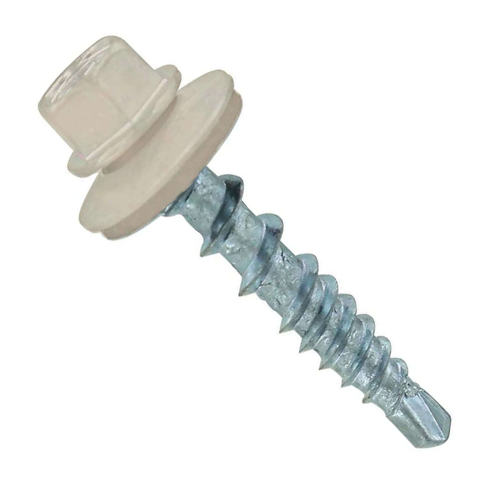 ST Fastening #10 x 1" Kwikseal Woodbinder Metal Roofing Screw - Light Stone, Pkg 250