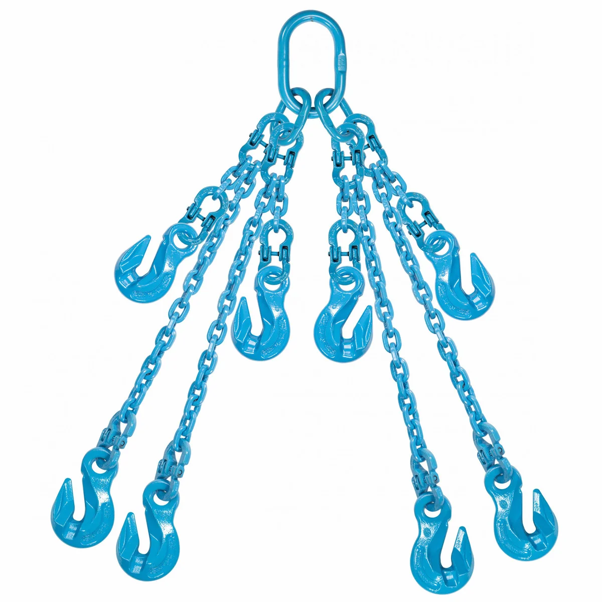 9/32" x 10' Pewag Adjustable 4 Leg Chain Sling w/ Grab Hooks - Grade 120